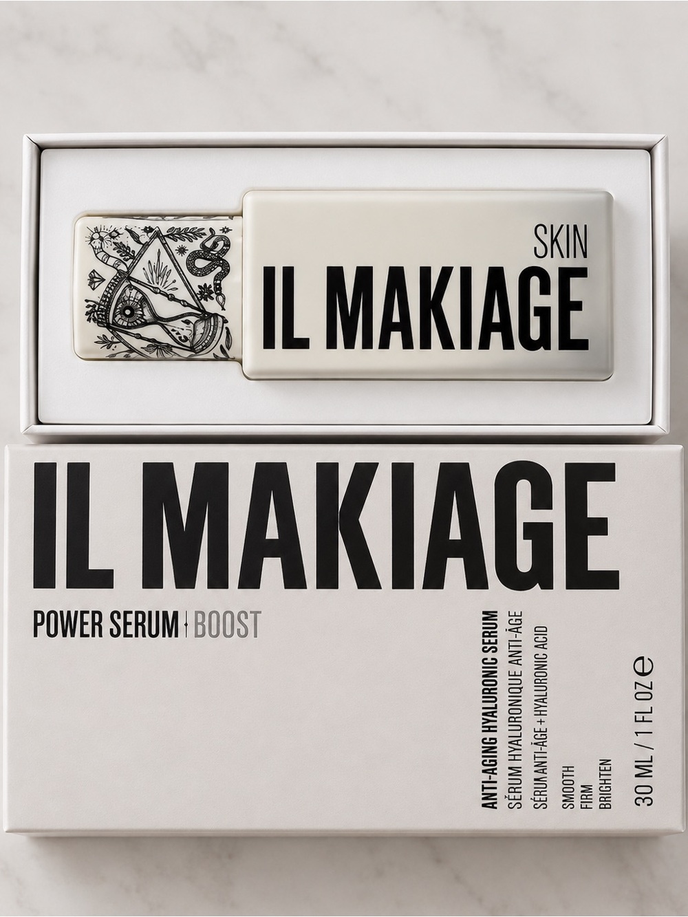 IL MAKIAGE Skin Power Serum in White and Black Packaging